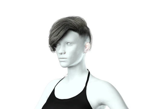 Realistic Female hair short 3D Model