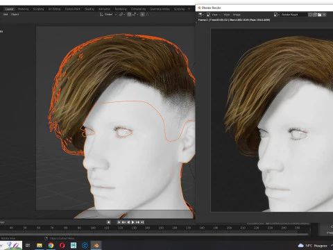 Realistic Female hair short 3D Model