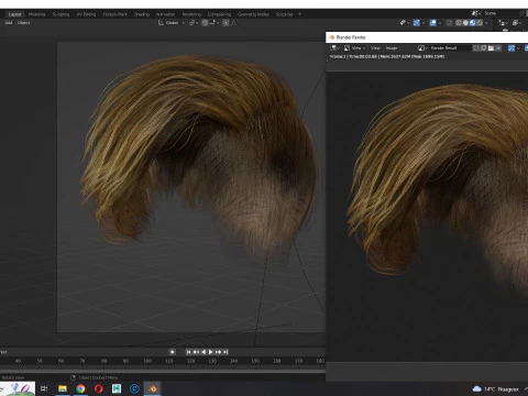 Realistic Female hair short 3D Model