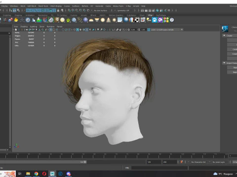 Realistic Female hair short 3D Model