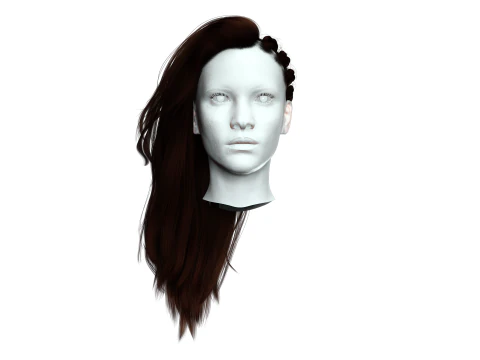 Realistic Female hair game cards 3D Model