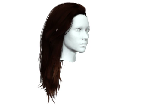 Realistic Female hair game cards 3D Model