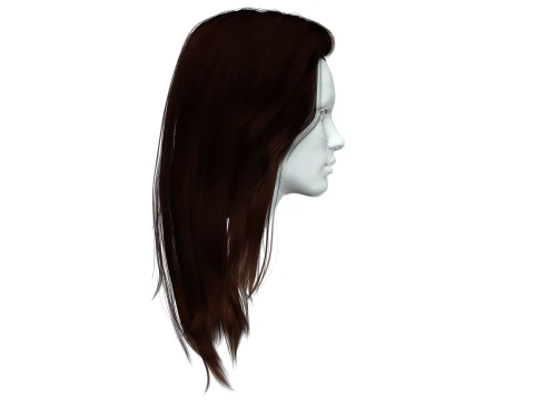 Realistic Female hair game cards 3D Model