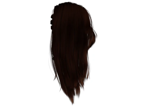 Realistic Female hair game cards 3D Model