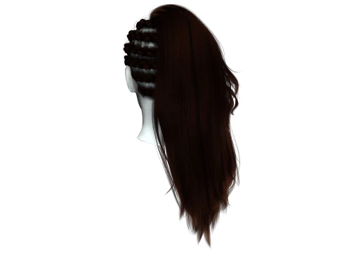 Realistic Female hair game cards 3D Model