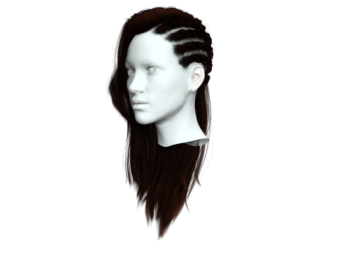 Realistic Female hair game cards 3D मॉडल