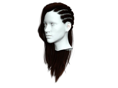 Realistic Female hair game cards 3D Model