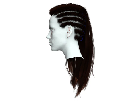 Realistic Female hair game cards 3D Model