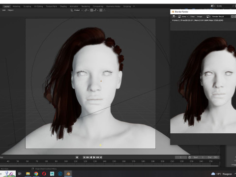 Realistic Female hair game cards 3D मॉडल