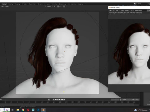 Realistic Female hair game cards 3D Model