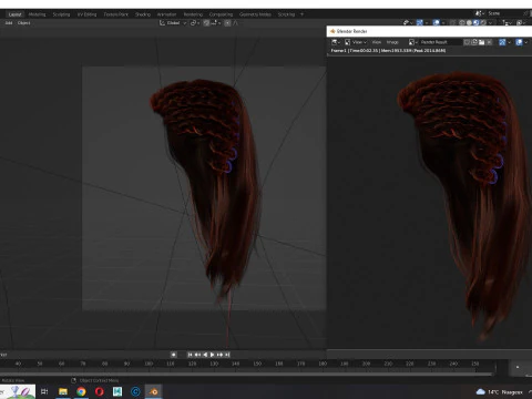 Realistic Female hair game cards 3D Model