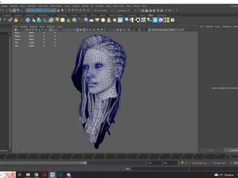 Realistic Female hair game cards 3D Model