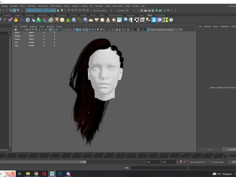 Realistic Female hair game cards 3D Model