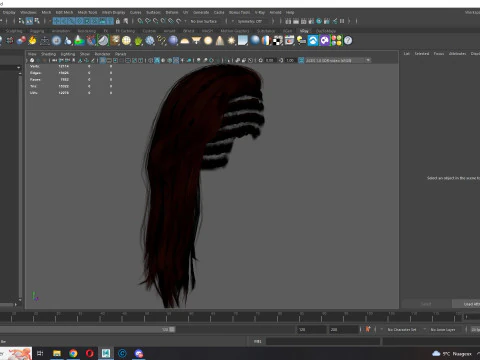 Realistic Female hair game cards 3D Model