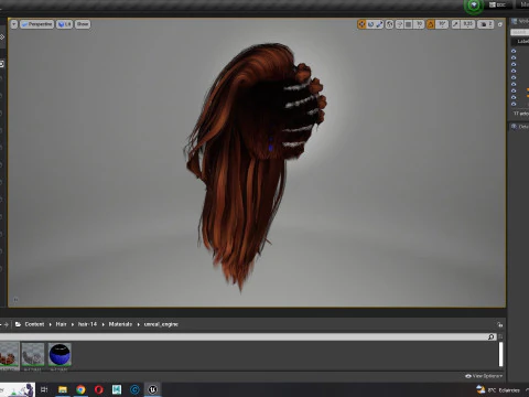 Realistic Female hair game cards 3D Model