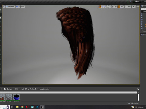 Realistic Female hair game cards 3D मॉडल