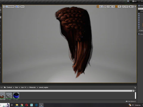 Realistic Female hair game cards 3D Model
