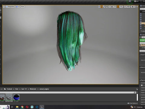Realistic Female hair game cards 3D Model