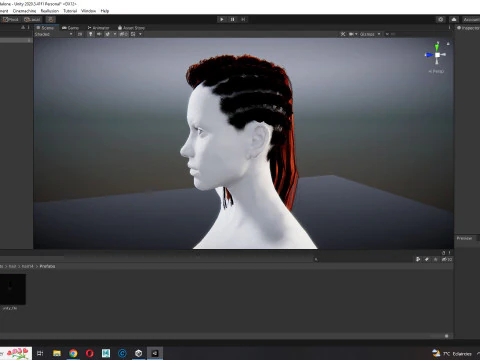 Realistic Female hair game cards 3D Model