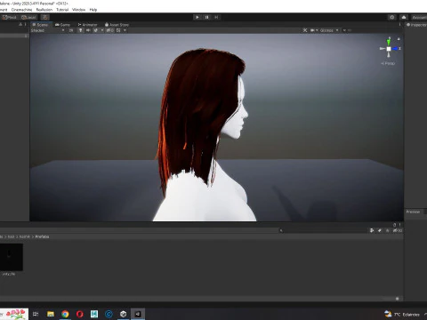 Realistic Female hair game cards 3D Model