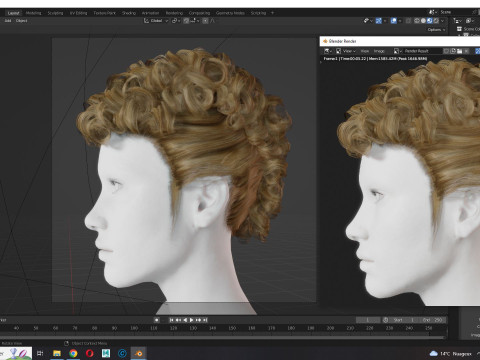 Realistic Female hair modern 3D 模型