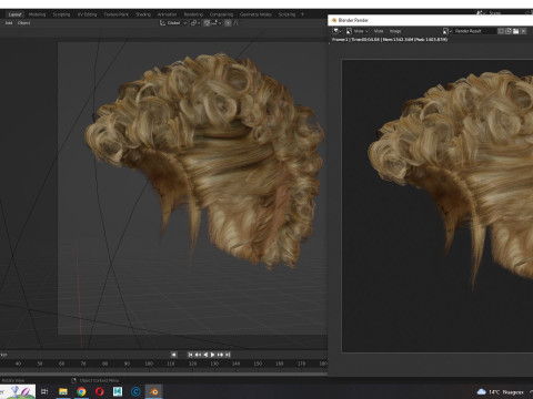 Realistic Female hair modern 3D 模型