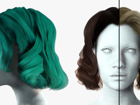 Cabelo curto feminino realista Modelo 3D