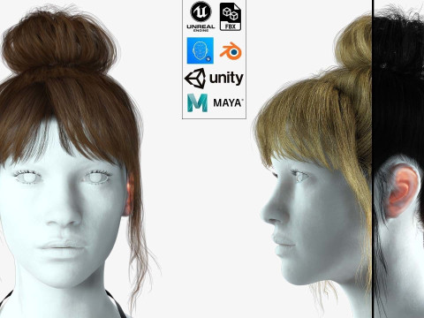 Realistic Female hair colorable 3D Модель
