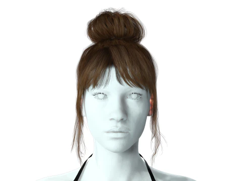 Realistic Female hair colorable 3D Model