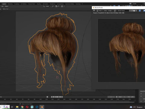 Realistic Female hair colorable 3D Model