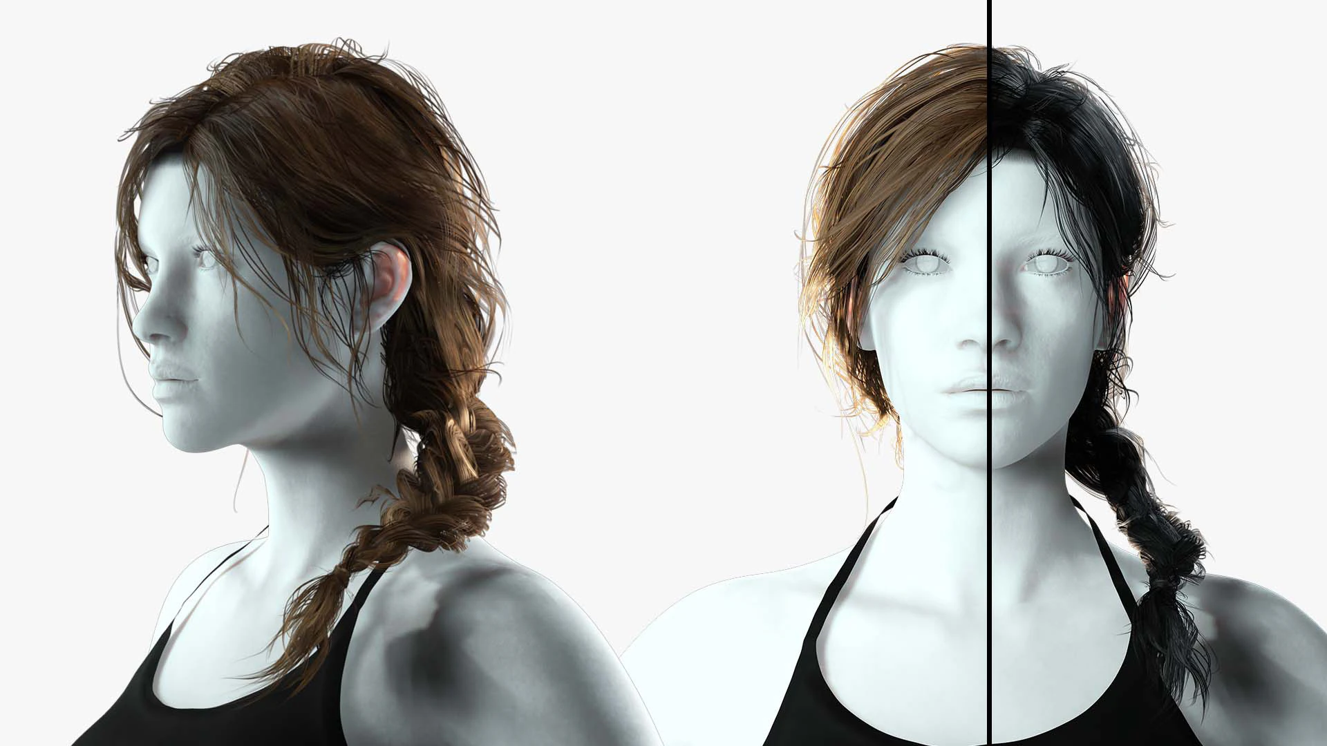 Realistic Female hair braid side 3D Model .c4d .max .obj .3ds .fbx .stl .blend 