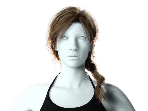 Realistic Female hair braid side 3D Model