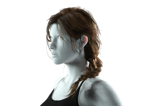 Realistic Female hair braid side 3D Model