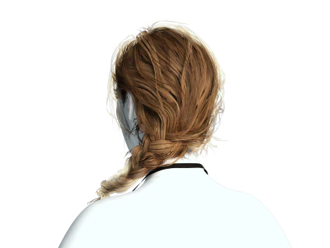 Realistic Female hair braid side 3D Model