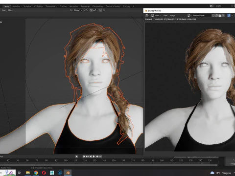 Realistic Female hair braid side 3D Model