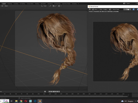 Realistic Female hair braid side 3Dモデル