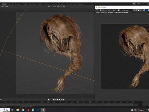 Realistic Female hair braid side 3D Model