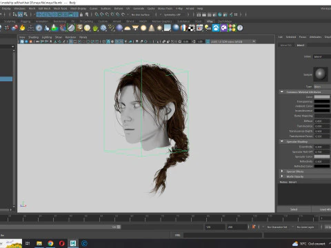 Realistic Female hair braid side 3D Model