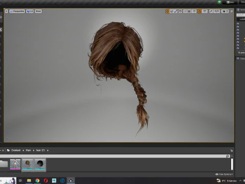 Realistic Female hair braid side 3D Model