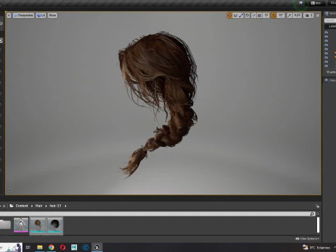 Realistic Female hair braid side 3D Model