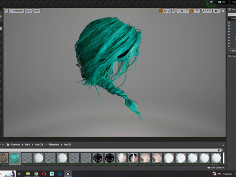 Realistic Female hair braid side 3Dモデル