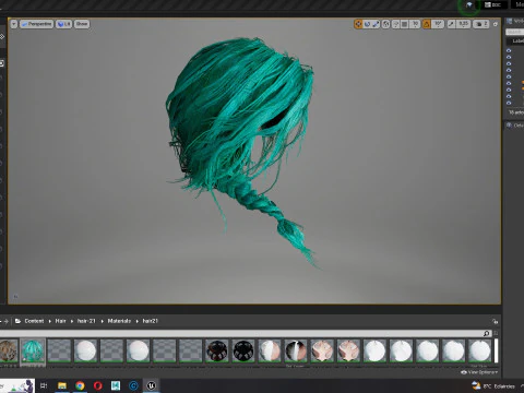 Realistic Female hair braid side 3D Model