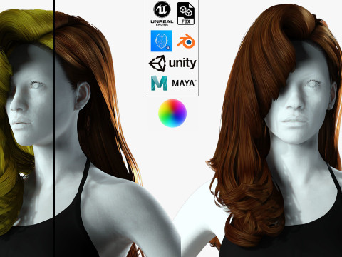Realistic long hair female 3Dモデル