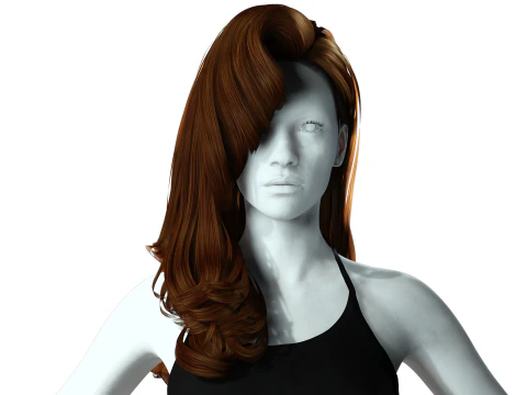 Realistic long hair female 3D Model