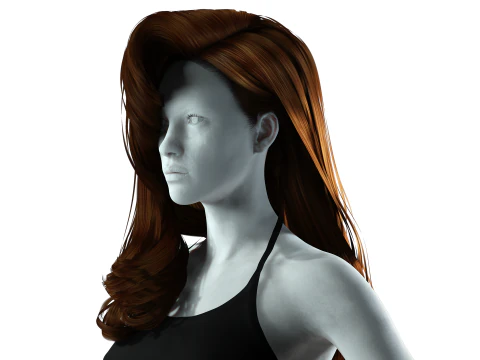 Realistic long hair female 3D Model