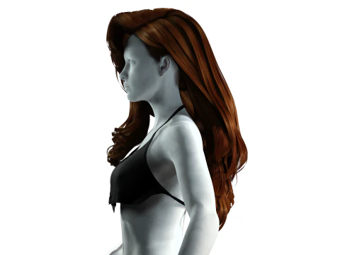 Realistic long hair female 3D Model