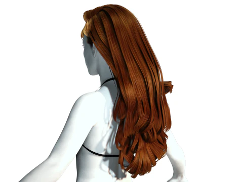 Realistic long hair female 3D Model