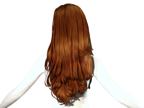 Realistic long hair female 3D Model