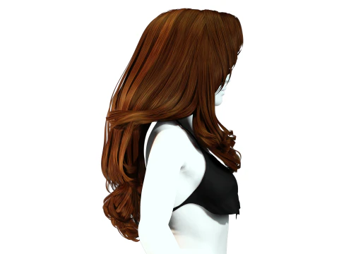 Realistic long hair female 3D Model