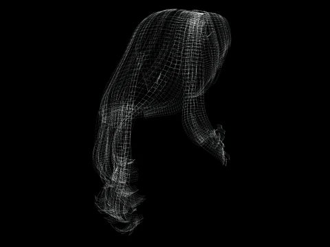 Realistic long hair female 3D Model